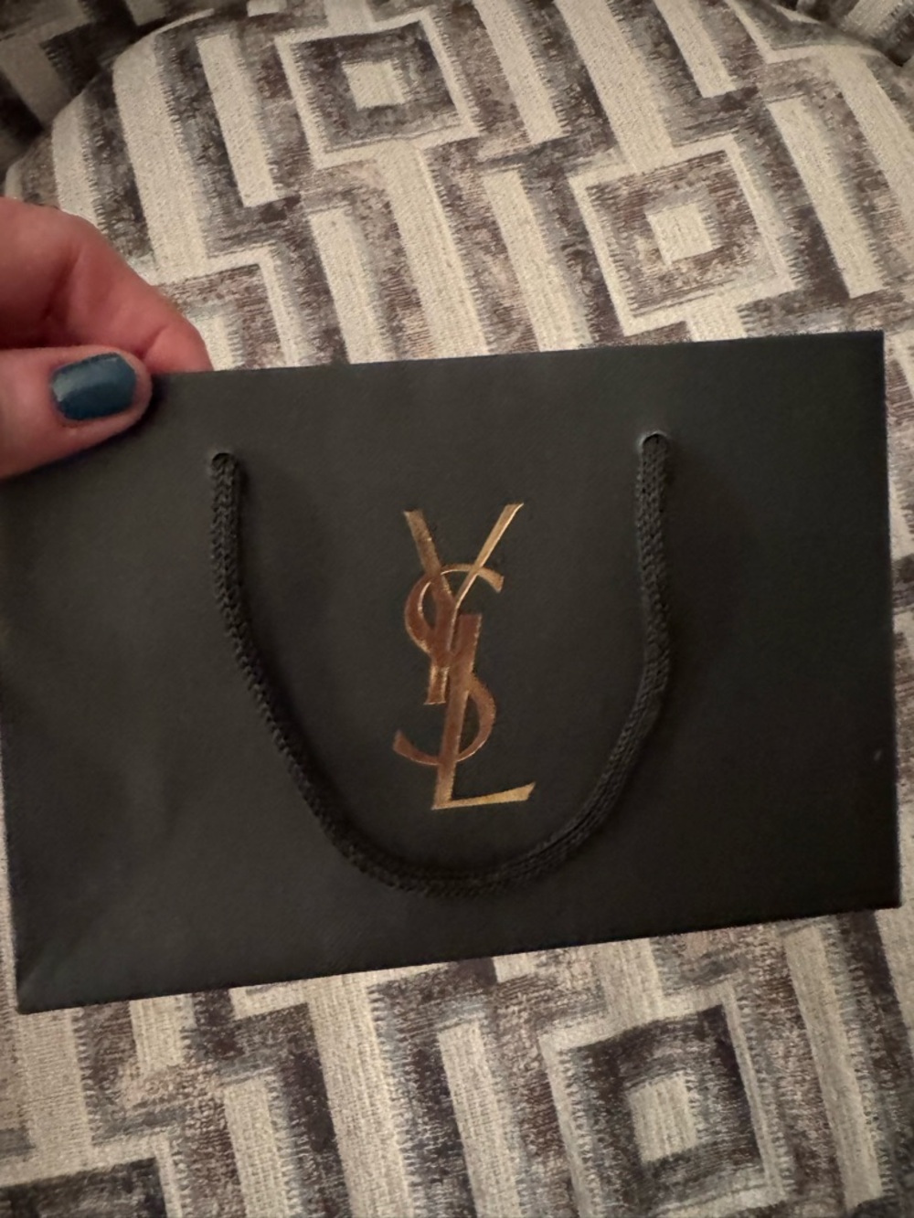 NWOT YSL Saint Laurent Black Gift Bag with Signature YSL Logo in Gold